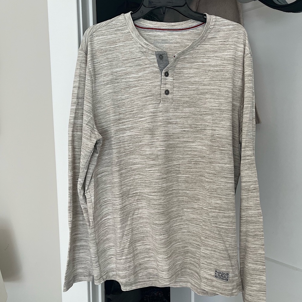 Flag & Anthem - BIRMINGHAM SLUB HENLEY | Size Large, Cream/Gray